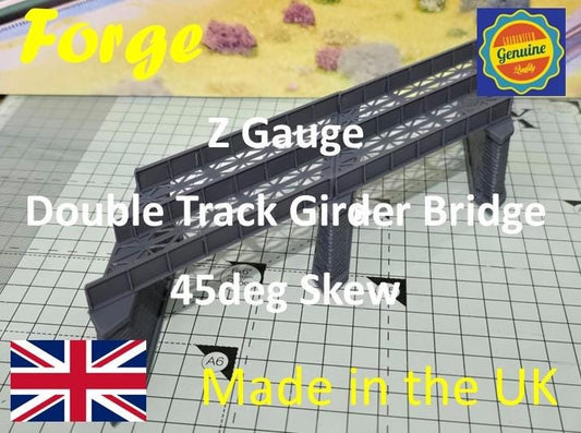 Double Track Iron Girder Bridge Z Gauge 45 deg Right Skew Model Railway Layout 1:220 Scale can be made to custom size PLEASE ASK