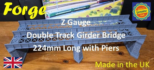 Double Track Iron Girder Bridge 224mm Z Gauge Model Railway Train Layout 1:220 Scale