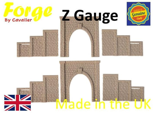 Z Gauge Tunnel Single Track Stone Portal with retaining walls Model Railway Train Layout 1:220 Scale