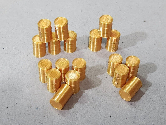 Gold Oil Drums Barrels 28mm Scale - Wargaming (Pack of 18)