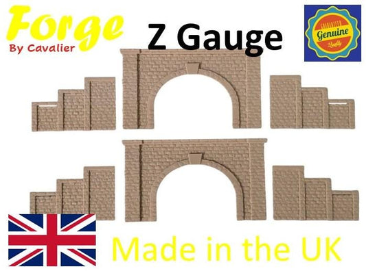 Z Gauge Tunnel Double Track Stone Portal with retaining walls Model Railway Train Layout 1:220 Scale