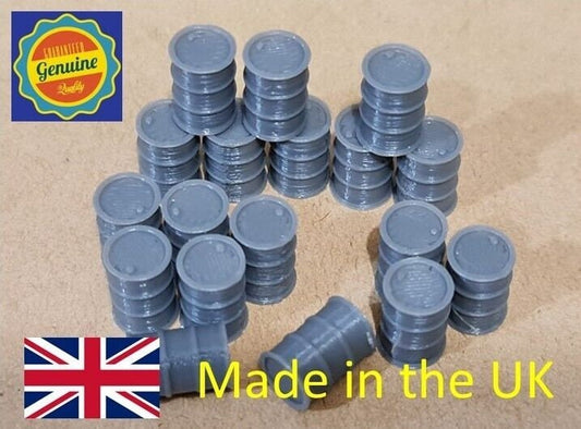 New Grey Oil Drum Barrels OO HO Gauge 1:76 Scale Models Train Railway (18 Pack)