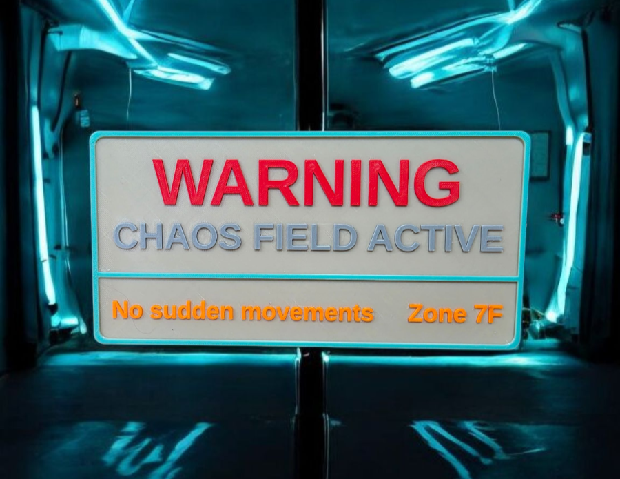 Warning Sign Chaos Field Sci-Fi – 3D Printed Zone 7F Nerd Cave Room Decor Gift