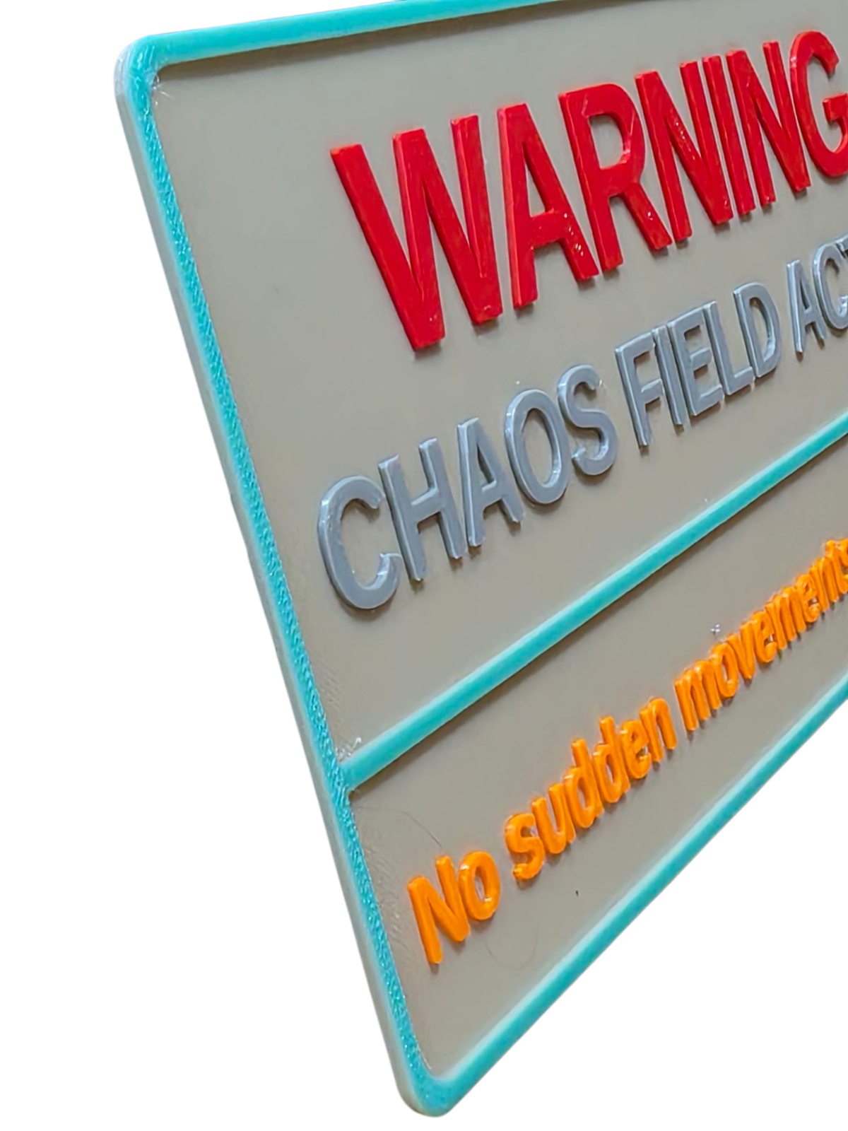 Warning Sign Chaos Field Sci-Fi – 3D Printed Zone 7F Nerd Cave Room Decor Gift