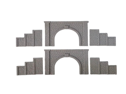 Z Gauge Tunnel Double Track Stone Portal with retaining walls Model Railway Train Layout 1:220 Scale