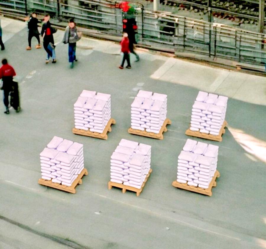 Pallets of white Sacks wood pallet OO Gauge 1:76 Scale Model Railway (6 Pack)