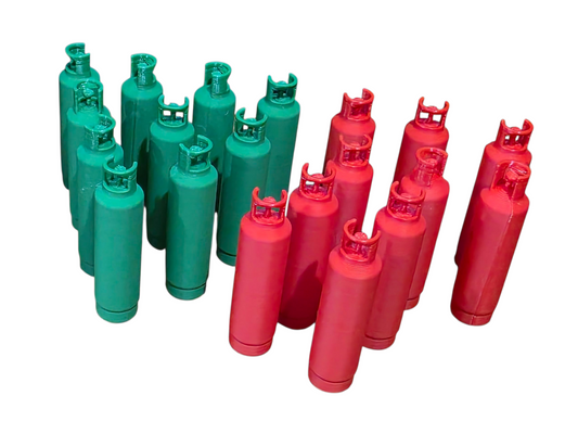 Pack of 20 1:25 Scale Green & Red Oxygen & Acetylene Large Gas Bottles