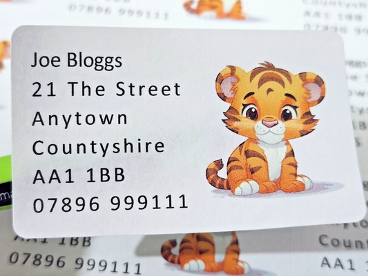 84 x Cute Baby Animals - Tiger Cub Personalised Name & Address Labels Stickers