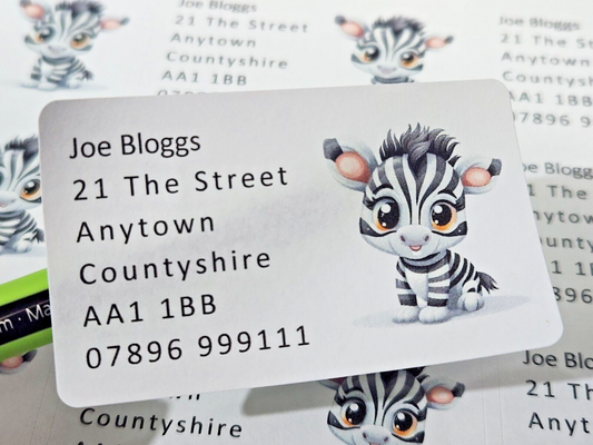 84 x Cute Baby Animals - Zebra Foal Personalised Name & Address Labels Stickers