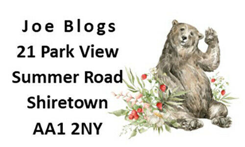 84 x Forest Animals - Bear Personalised Name & Address Labels Stickers