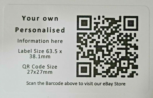 84 x Personalised QR Code Barcode Stickers Sticky Labels