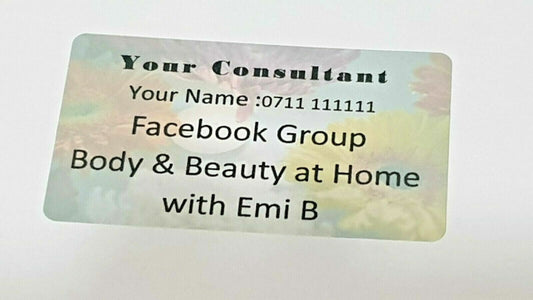 84 x Personalised Your Consultant Labels Stickers Bodyshop Avon Ann Summers