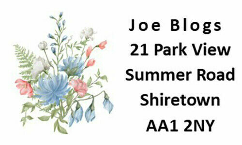 84 x Secret Garden Floral Bouquet Personalised Name & Address Labels Stickers