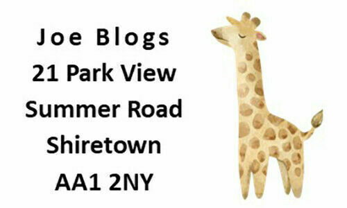 84 x Toy Giraffe Personalised Name & Address Labels Stickers