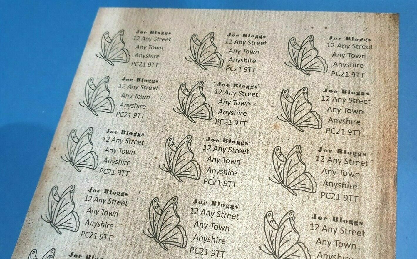 84 x Vintage Papers Personalised Name & Address Labels with Butterfly