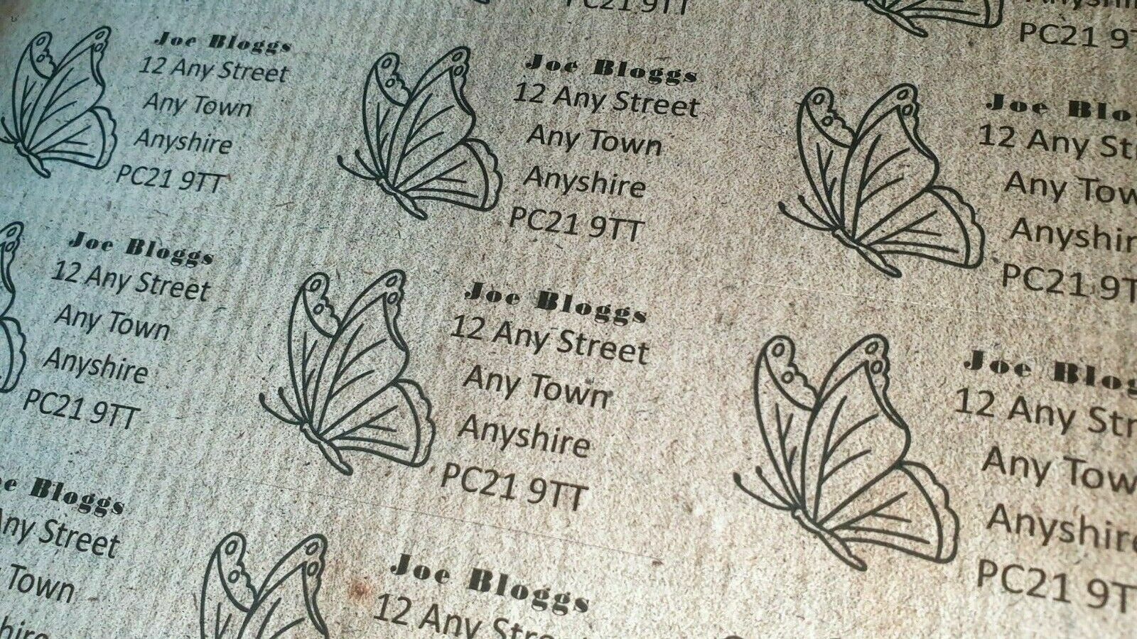 84 x Vintage Papers Personalised Name & Address Labels with Butterfly