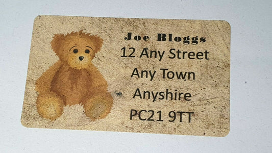 84 x Vintage Papers Personalised Name & Address Labels with Teddy Bear