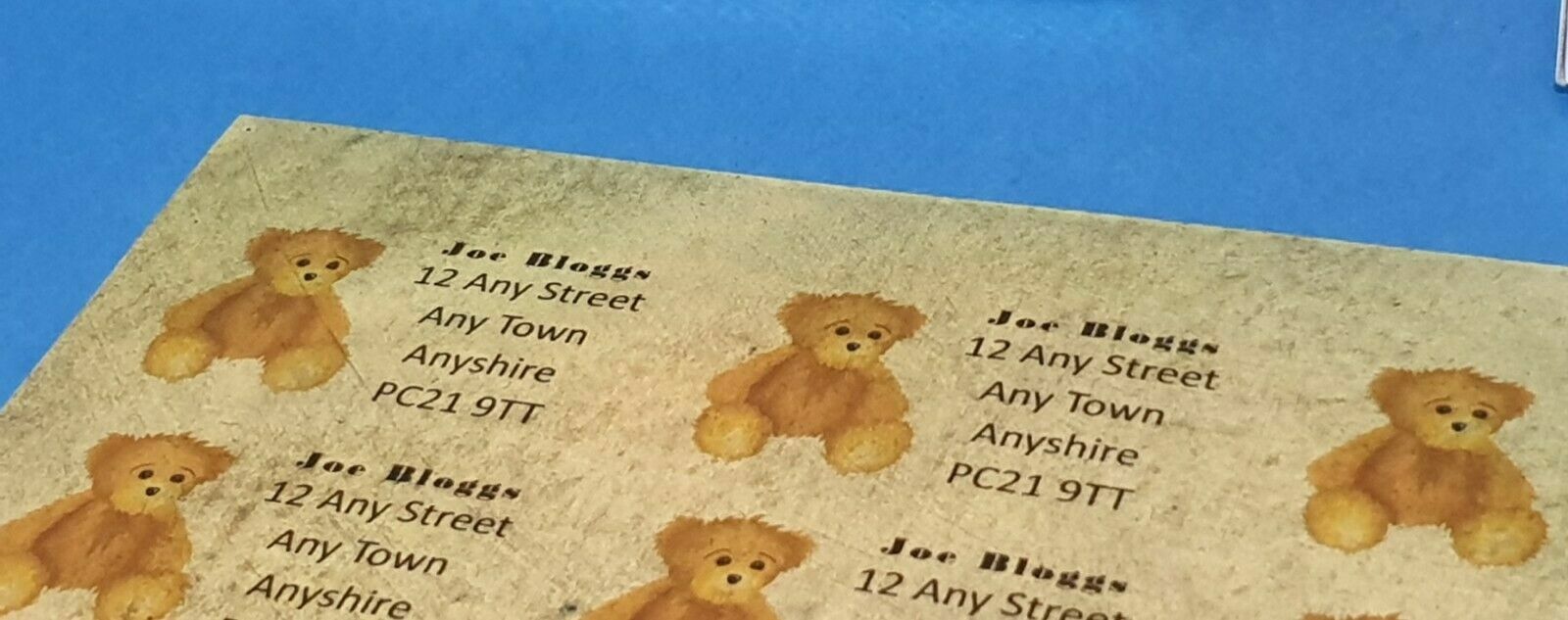 84 x Vintage Papers Personalised Name & Address Labels with Teddy Bear