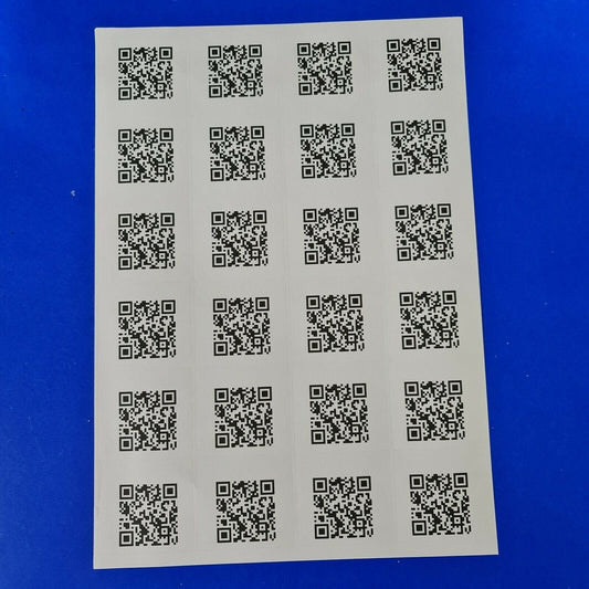 96 x Personalised QR Code Barcode Stickers Sticky Labels
