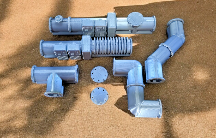 Above Ground Pipelines 7pcs Sci-Fi Modelling Diorama Wargaming Warhammer 40k