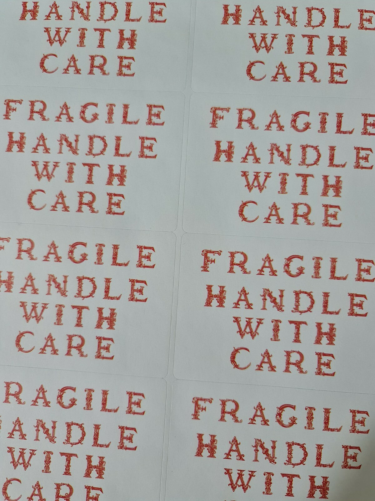 Fragile Handle With Care Antique Font Stickers Labels Various Sizes Post Parcels