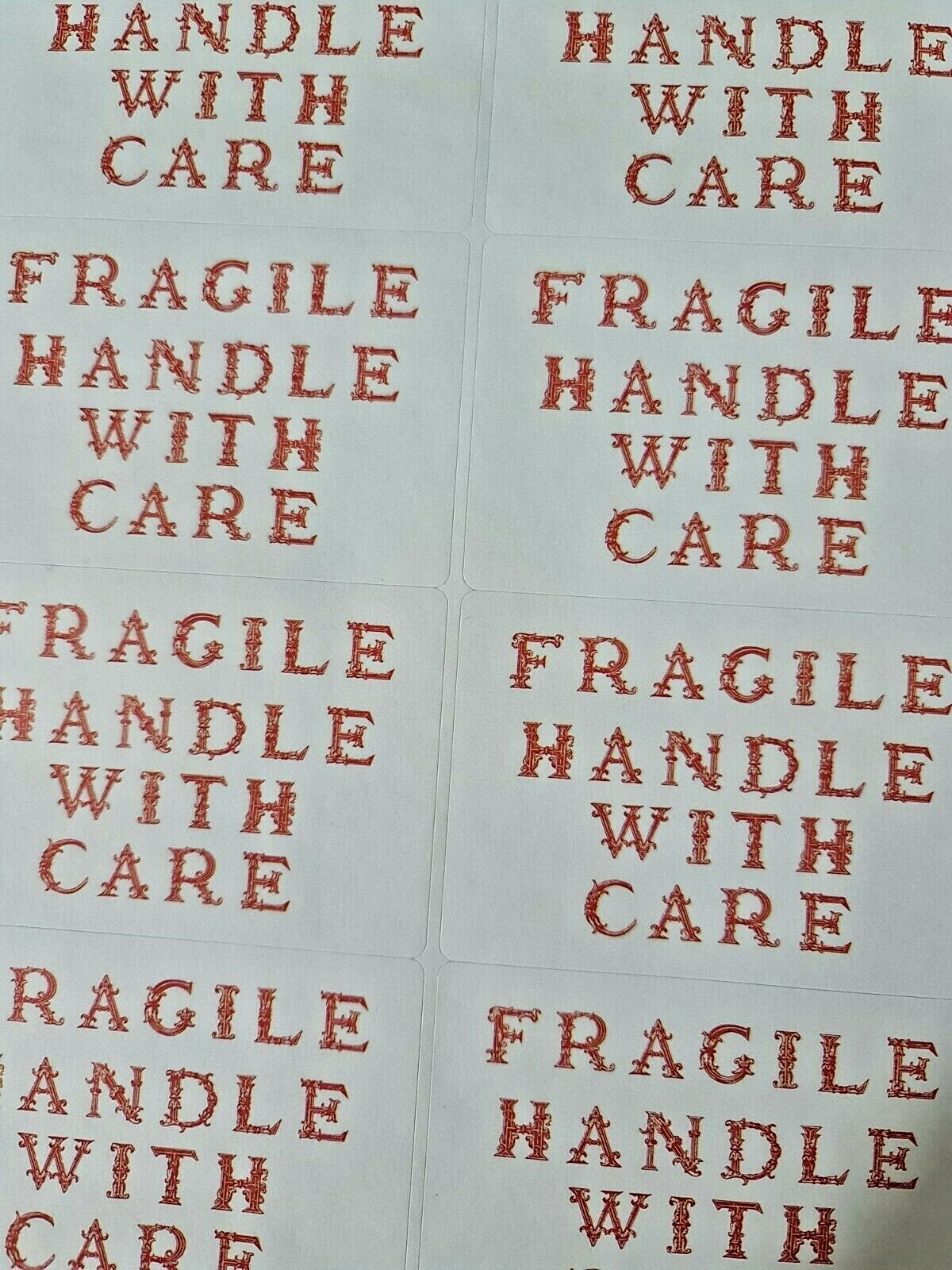 Fragile Handle With Care Antique Font Stickers Labels Various Sizes Post Parcels