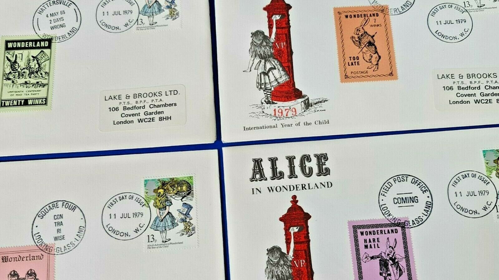 GB Set of 4 First Day Covers Alice in Wonderland 1979 International Year Child