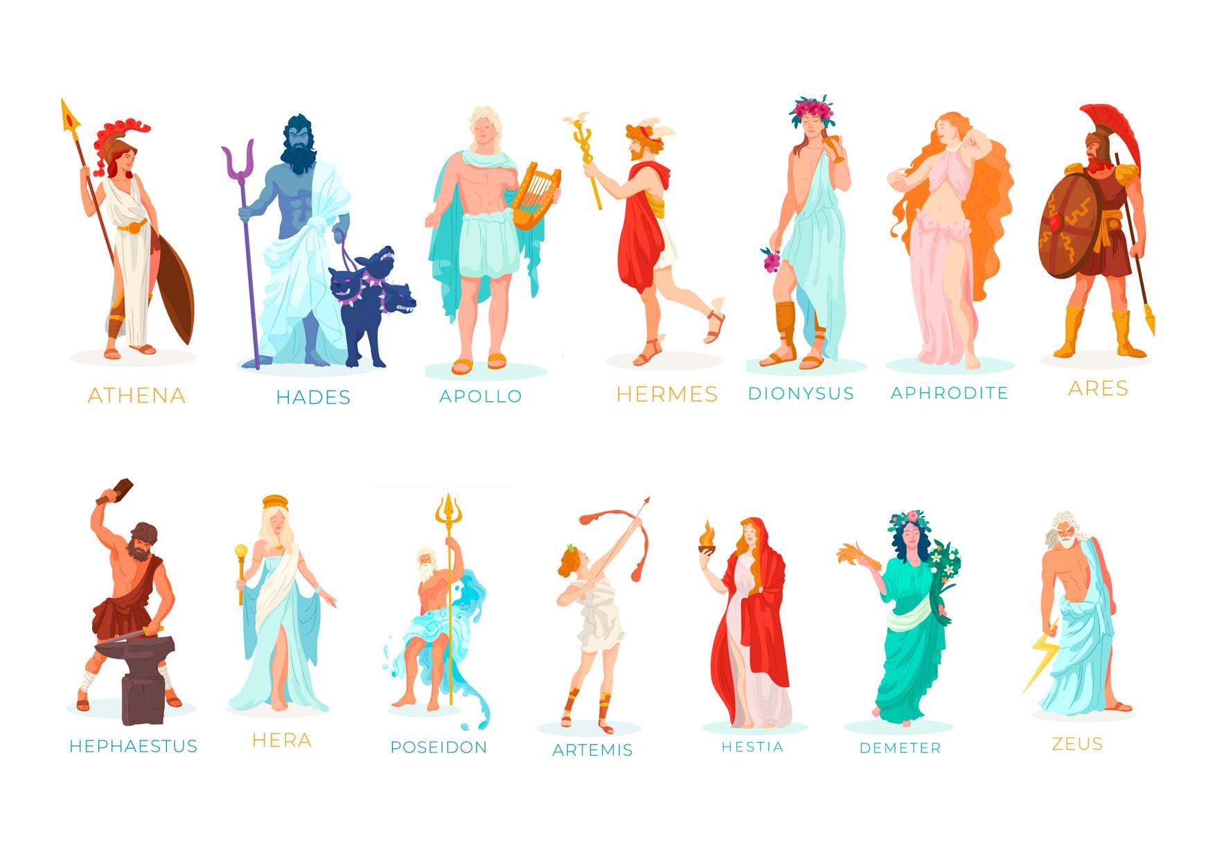 Greek Mythology Characters on a Glossy A4 Art Print History gods Greece Greek Wall Art