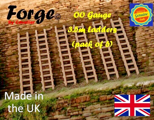Model Railway Ladders Accessories 3.5m OO Gauge 1:76 Scale Pack of 6 Wood Colour