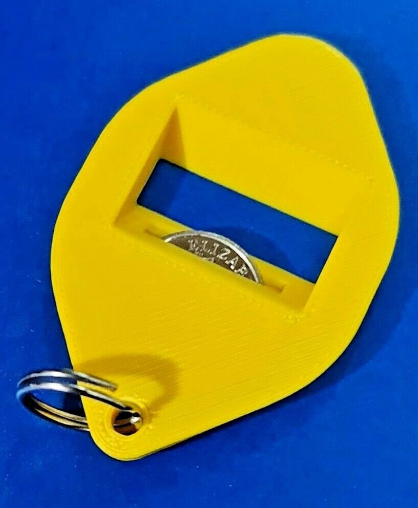 New Beer Bottle Opener Keyring Yellow PLA Plastic Biodegradable with Coin Insert