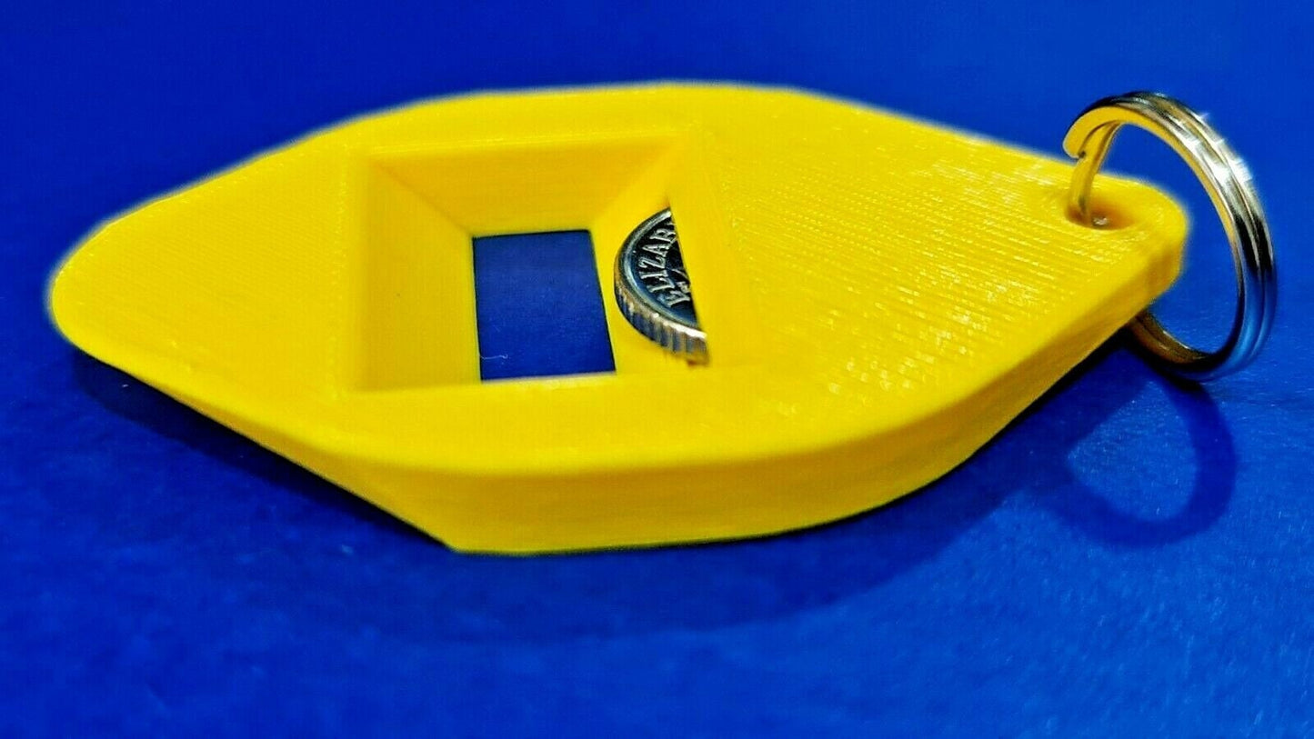 New Beer Bottle Opener Keyring Yellow PLA Plastic Biodegradable with Coin Insert