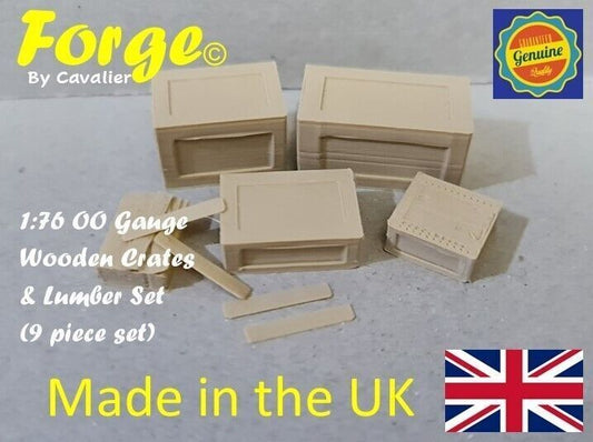 New OO HO Gauge 9pc Wooden Crate & Lumber Set Model Train Railway Freight 1:76