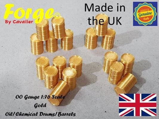 Oil Drum Barrels OO Gauge New Gold 1:76 Scale Models Train Railway 18 Pack