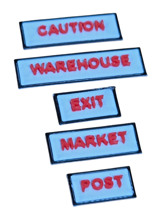 OO Gauge Model Railway Signage Pack 3D Printed (5 Signs) Red/White/Black