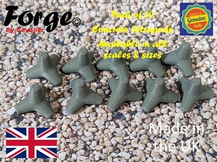 Pack of 10 Concrete Tetrapods N Gauge OO Gauge 6ft 8ft 10ft most scales sizes