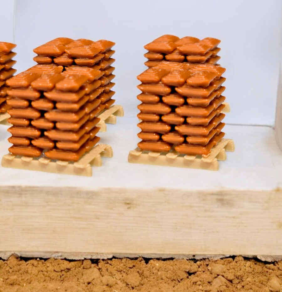 Pallets of Brown Sacks Beige pallet N Gauge 1:148 Scale Models Railway (6 Pack)