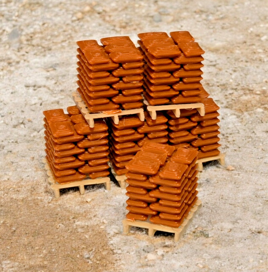 Pallets of Brown Sacks Beige pallet N Gauge 1:148 Scale Models Railway (6 Pack)