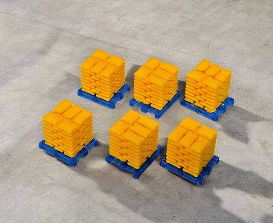 Pallets of Sacks Yellow Cement Chep N Gauge 1:148 Scale Models Railway (6 Pack)