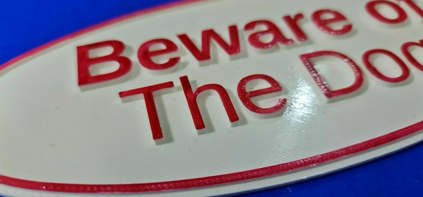 Quality Red & White Beware of the Dog Sign with 3D Letters and border