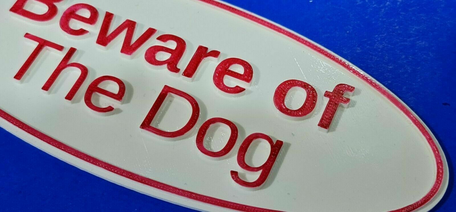 Quality Red & White Beware of the Dog Sign with 3D Letters and border