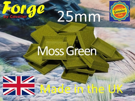 Wargaming Bases 25mm Square Moss Green PLA Plastic for War Gaming Tabletop Games